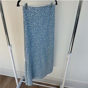 Altar’d State dusty blue floral midi skirt with slit